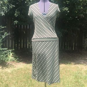 Merona green and brown striped dress